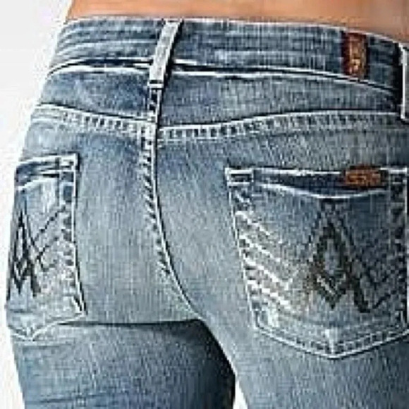 7 For All Mankind Denim - 7 For All Mankind Jeans Bootcut Retro A Pocket Distressed Blue Size 28